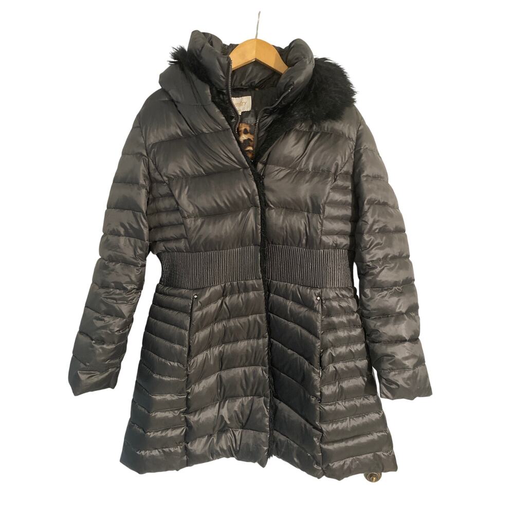 Laundry by Shelli Segal long puffer coat women’s size XL black down filled